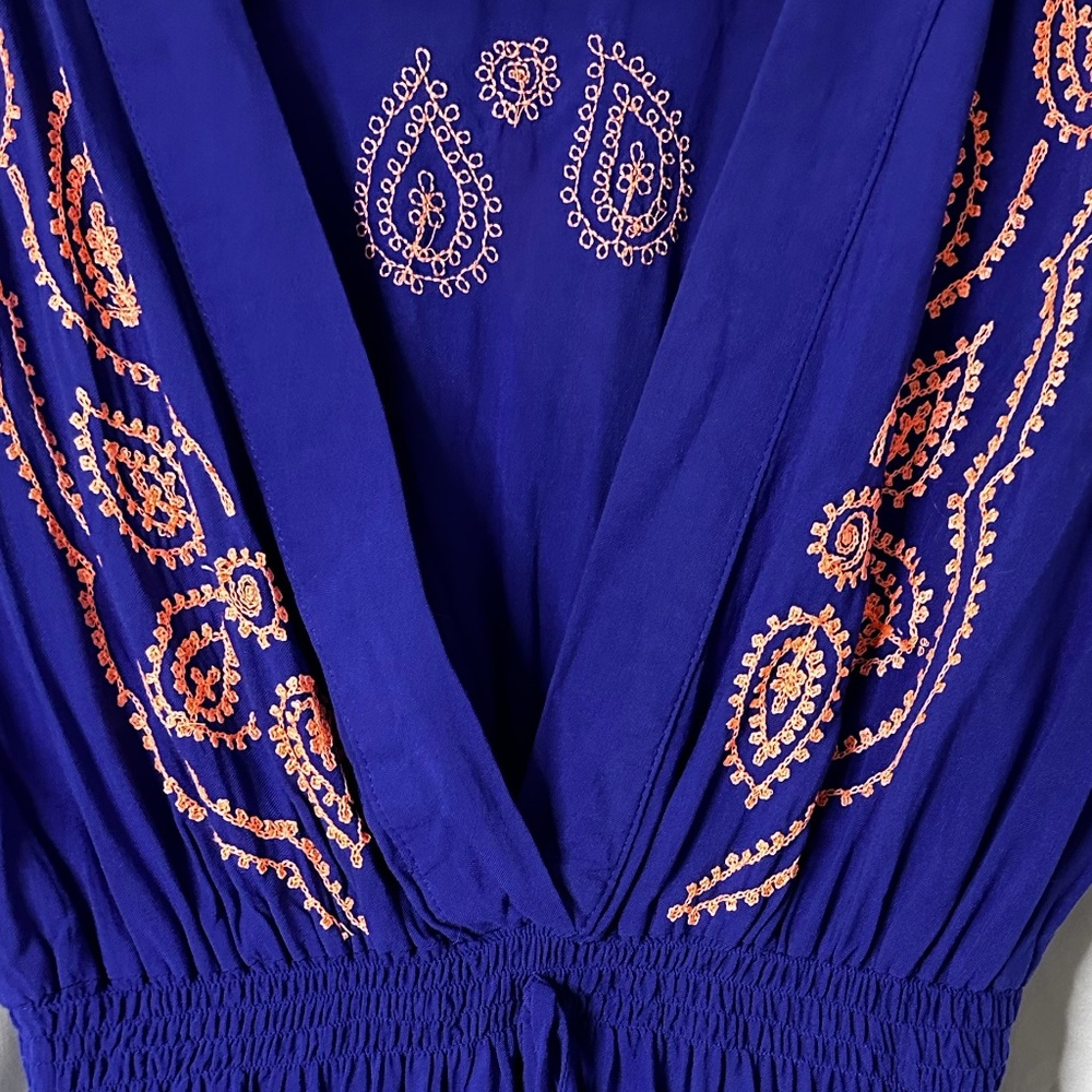 Viddah Blue & Orange Maxi Beach Dress